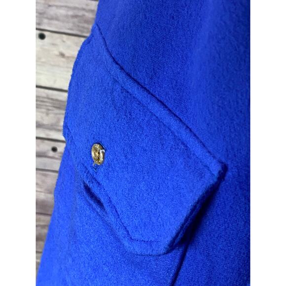 Vintage Lands End Thick Cotton Work Button Down Blue Shirt Long Men's XL USA - Picture 7 of 8